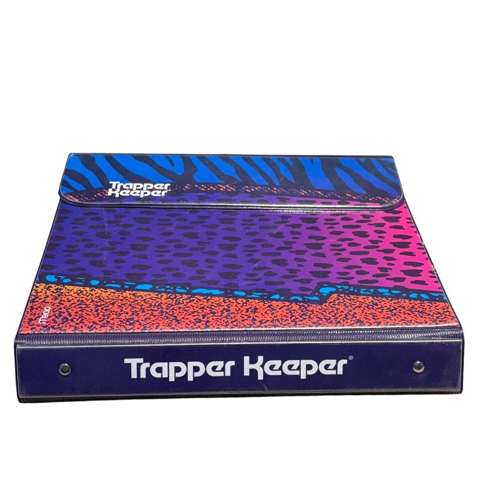 Trapper Keeper Binder Portfolio 3-Ring Folders Clip Board Animal Print Retro Sty